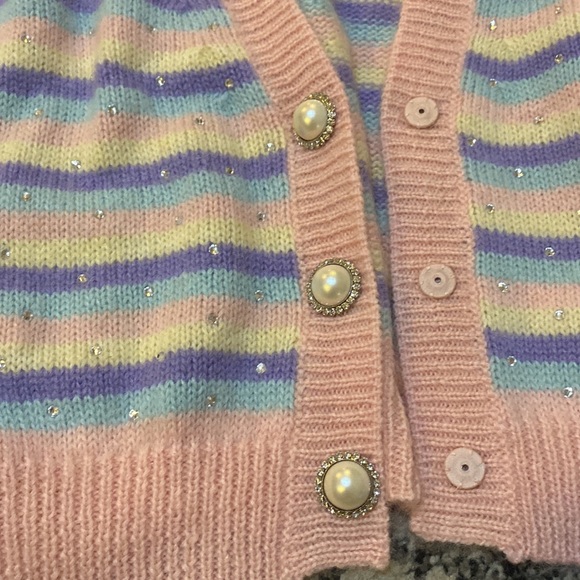 Alessandra Rich Stripe Mohair Knitted Cardigan With Hotfix size 44 - Picture 9 of 9